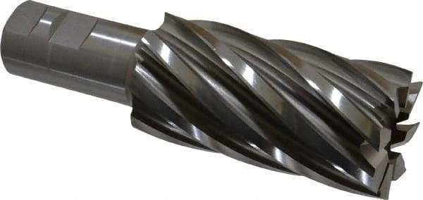 Hertel - 2", 4" LOC, 1-1/4" Shank Diam, 6-1/2" OAL, 8 Flute, High Speed Steel Square End Mill - Single End, Uncoated, Spiral Flute, 30° Helix, Right Hand Cut, Right Hand Flute - USA Tool & Supply