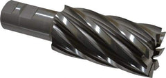 Hertel - 2", 4" LOC, 1-1/4" Shank Diam, 6-1/2" OAL, 8 Flute, High Speed Steel Square End Mill - Single End, Uncoated, Spiral Flute, 30° Helix, Right Hand Cut, Right Hand Flute - USA Tool & Supply