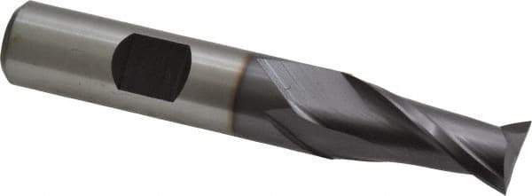 Hertel - 1/2", 1" LOC, 1/2" Shank Diam, 3" OAL, 2 Flute, Cobalt Square End Mill - Single End, TiCN Finish, Spiral Flute, 30° Helix, Centercutting, Right Hand Cut, Right Hand Flute - USA Tool & Supply