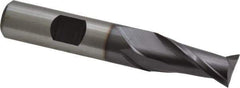 Hertel - 1/2", 1" LOC, 1/2" Shank Diam, 3" OAL, 2 Flute, Cobalt Square End Mill - Single End, TiCN Finish, Spiral Flute, 30° Helix, Centercutting, Right Hand Cut, Right Hand Flute - USA Tool & Supply