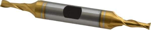 Hertel - 5/32", 7/16" LOC, 3/8" Shank Diam, 3-1/8" OAL, 2 Flute, High Speed Steel Square End Mill - Double End, TiN Finish, Spiral Flute, 30° Helix, Centercutting, Right Hand Cut, Right Hand Flute - USA Tool & Supply