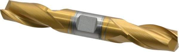Hertel - 5/8", 1-1/8" LOC, 5/8" Shank Diam, 4-1/2" OAL, 2 Flute, High Speed Steel Square End Mill - Double End, TiN Finish, Spiral Flute, 30° Helix, Centercutting, Right Hand Cut, Right Hand Flute - USA Tool & Supply