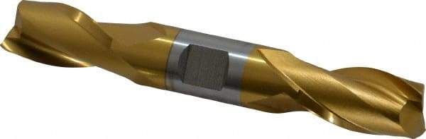 Hertel - 3/4", 1-5/16" LOC, 3/4" Shank Diam, 5" OAL, 2 Flute, High Speed Steel Square End Mill - Double End, TiN Finish, Spiral Flute, 30° Helix, Centercutting, Right Hand Cut, Right Hand Flute - USA Tool & Supply