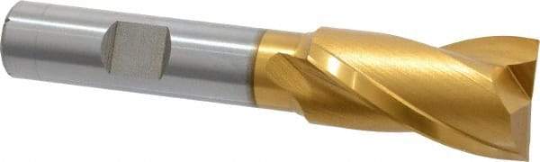 Hertel - 3/4", 1-5/16" LOC, 1/2" Shank Diam, 3-5/16" OAL, 2 Flute, High Speed Steel Square End Mill - Single End, TiN Finish, Spiral Flute, 30° Helix, Centercutting, Right Hand Cut, Right Hand Flute - USA Tool & Supply