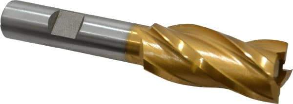 Hertel - 3/4", 1-5/8" LOC, 1/2" Shank Diam, 3-5/8" OAL, 4 Flute, High Speed Steel Square End Mill - Single End, TiN Finish, Spiral Flute, 30° Helix, Right Hand Cut, Right Hand Flute - USA Tool & Supply