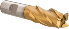 Hertel - 3/4", 1-5/8" LOC, 5/8" Shank Diam, 3-3/4" OAL, 4 Flute, High Speed Steel Square End Mill - Single End, TiN Finish, Spiral Flute, 30° Helix, Right Hand Cut, Right Hand Flute - USA Tool & Supply