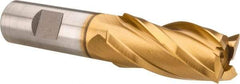 Hertel - 7/8", 1-7/8" LOC, 3/4" Shank Diam, 4-1/8" OAL, 4 Flute, High Speed Steel Square End Mill - Single End, TiN Finish, Spiral Flute, 30° Helix, Right Hand Cut, Right Hand Flute - USA Tool & Supply