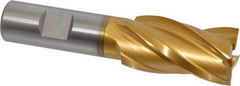 Hertel - 1", 1-7/8" LOC, 3/4" Shank Diam, 4-1/8" OAL, 4 Flute, High Speed Steel Square End Mill - Single End, TiN Finish, Spiral Flute, 30° Helix, Right Hand Cut, Right Hand Flute - USA Tool & Supply