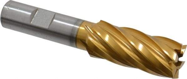 Hertel - 13/16", 1-7/8" LOC, 5/8" Shank Diam, 4" OAL, 6 Flute, High Speed Steel Square End Mill - Single End, TiN Finish - USA Tool & Supply