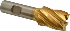 Hertel - 1-1/8", 1-1/2" LOC, 3/4" Shank Diam, 3-7/8" OAL, 6 Flute, High Speed Steel Square End Mill - Single End, TiN Finish, Spiral Flute, 30° Helix, Right Hand Cut, Right Hand Flute - USA Tool & Supply