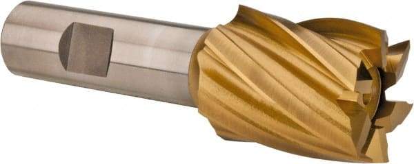 Hertel - 1-1/4", 1-1/2" LOC, 3/4" Shank Diam, 3-7/8" OAL, 6 Flute, High Speed Steel Square End Mill - Single End, TiN Finish, Spiral Flute, 30° Helix, Right Hand Cut, Right Hand Flute - USA Tool & Supply