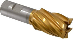 Hertel - 1-3/8", 2" LOC, 1" Shank Diam, 4-1/2" OAL, 6 Flute, High Speed Steel Square End Mill - Single End, TiN Finish, Spiral Flute, 30° Helix, Right Hand Cut, Right Hand Flute - USA Tool & Supply