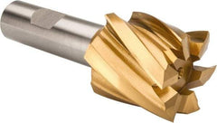 Hertel - 1-1/2", 1-1/2" LOC, 3/4" Shank Diam, 3-7/8" OAL, 6 Flute, High Speed Steel Square End Mill - Single End, TiN Finish, Spiral Flute, 30° Helix, Right Hand Cut, Right Hand Flute - USA Tool & Supply