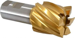 Hertel - 2", 2" LOC, 1-1/4" Shank Diam, 4-1/2" OAL, 6 Flute, High Speed Steel Square End Mill - Single End, TiN Finish, Spiral Flute, 30° Helix, Right Hand Cut, Right Hand Flute - USA Tool & Supply