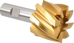 Hertel - 2", 1-1/2" LOC, 3/4" Shank Diam, 3-7/8" OAL, 8 Flute, High Speed Steel Square End Mill - Single End, TiN Finish, Spiral Flute, 30° Helix, Right Hand Cut, Right Hand Flute - USA Tool & Supply