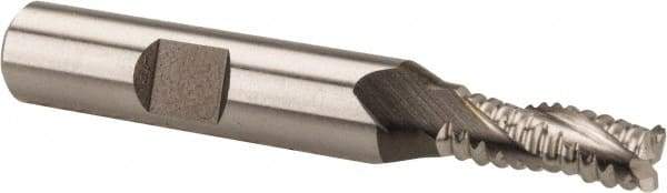 Hertel - 1/4" Diam, Coarse Pitch, 5/8" LOC, 3 Flute Cobalt Roughing Square End Mill - Uncoated, 2-7/16" OAL, 3/8" Shank Diam, Single End, Centercutting, 30° Helix - USA Tool & Supply