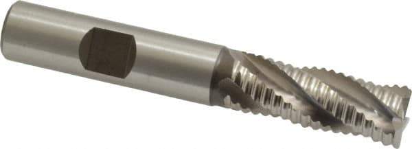 Hertel - 1/2" Diam, Coarse Pitch, 1-1/4" LOC, 4 Flute Cobalt Roughing Square End Mill - Uncoated, 3-1/4" OAL, 1/2" Shank Diam, Single End, Centercutting, 30° Helix - USA Tool & Supply
