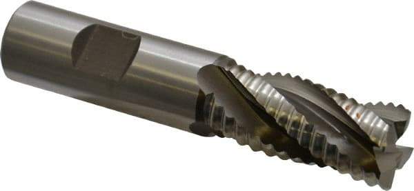 Hertel - 3/4" Diam, Coarse Pitch, 1-5/8" LOC, 4 Flute Cobalt Roughing Square End Mill - Uncoated, 3-3/4" OAL, 3/4" Shank Diam, Single End, Centercutting, 30° Helix - USA Tool & Supply