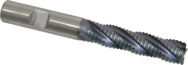 Hertel - 1/2" Diam, Coarse Pitch, 2" LOC, 4 Flute Cobalt Roughing Square End Mill - TiCN Finish, 4" OAL, 1/2" Shank Diam, Single End, Centercutting, 30° Helix - USA Tool & Supply