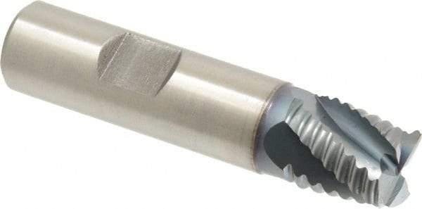 Hertel - 5/8" Diam, Coarse Pitch, 5/8" LOC, 4 Flute Cobalt Roughing Square End Mill - TiCN Finish, 2-3/4" OAL, 5/8" Shank Diam, Single End, Centercutting, 30° Helix - USA Tool & Supply