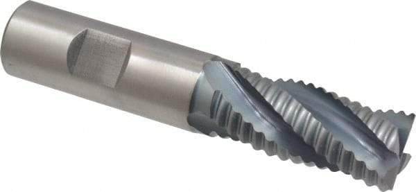 Hertel - 3/4" Diam, Coarse Pitch, 1-5/8" LOC, 4 Flute Cobalt Roughing Square End Mill - TiCN Finish, 3-7/8" OAL, 3/4" Shank Diam, Single End, Centercutting, 30° Helix - USA Tool & Supply