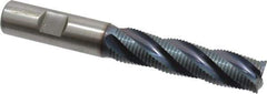 Hertel - 5/8" Diam, Fine Pitch, 2-1/2" LOC, 4 Flute Cobalt Roughing Square End Mill - TiCN Finish, 4-5/8" OAL, 5/8" Shank Diam, Single End, Centercutting, 30° Helix - USA Tool & Supply