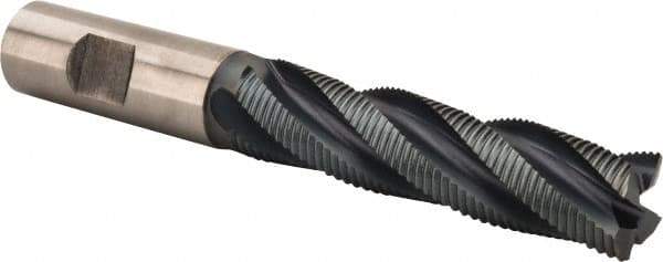 Hertel - 3/4" Diam, Fine Pitch, 3" LOC, 4 Flute Cobalt Roughing Square End Mill - TiCN Finish, 5-1/4" OAL, 3/4" Shank Diam, Single End, Centercutting, 30° Helix - USA Tool & Supply