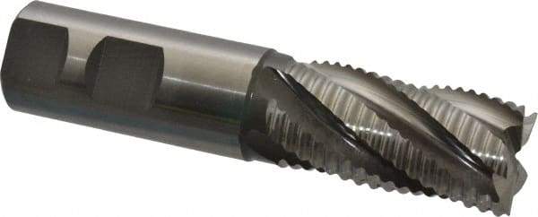 Hertel - 1" Diam, Coarse Pitch, 2" LOC, 5 Flute Cobalt Roughing Square End Mill - Uncoated, 4-1/2" OAL, 1" Shank Diam, Single End, Centercutting, 30° Helix - USA Tool & Supply