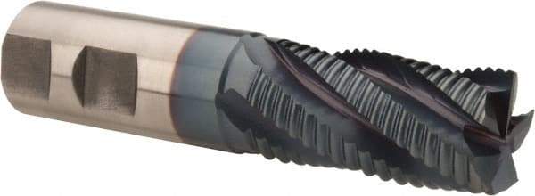 Hertel - 1" Diam, Coarse Pitch, 2" LOC, 5 Flute Cobalt Roughing Square End Mill - TiCN Finish, 4-1/2" OAL, 1" Shank Diam, Single End, Centercutting, 30° Helix - USA Tool & Supply