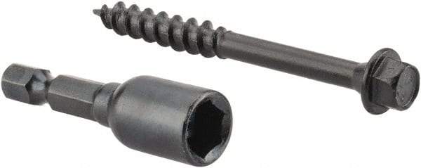 Value Collection - 1/4", 2-1/2" OAL, Hex Head Wood Screw - Steel - USA Tool & Supply