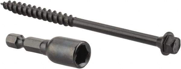 Value Collection - 1/4", 4" OAL, Hex Head Wood Screw - Steel - USA Tool & Supply