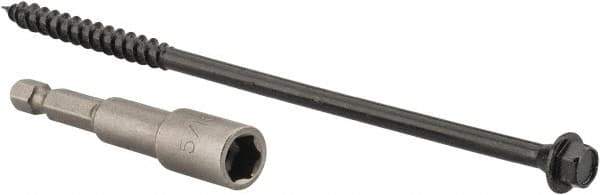 Value Collection - 1/4", 6" OAL, Hex Head Wood Screw - Steel - USA Tool & Supply