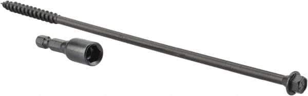 Value Collection - 1/4", 8" OAL, Hex Head Wood Screw - Steel - USA Tool & Supply