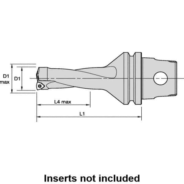 Kennametal - 101.6mm Max Drill Depth, 2xD, 50.8mm Diam, Indexable Insert Drill - 2 Inserts, 50mm Shank Diam, KM50 Modular Connection Shank - USA Tool & Supply