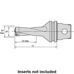 Kennametal - 101.6mm Max Drill Depth, 2xD, 50.8mm Diam, Indexable Insert Drill - 2 Inserts, 50mm Shank Diam, KM50 Modular Connection Shank - USA Tool & Supply