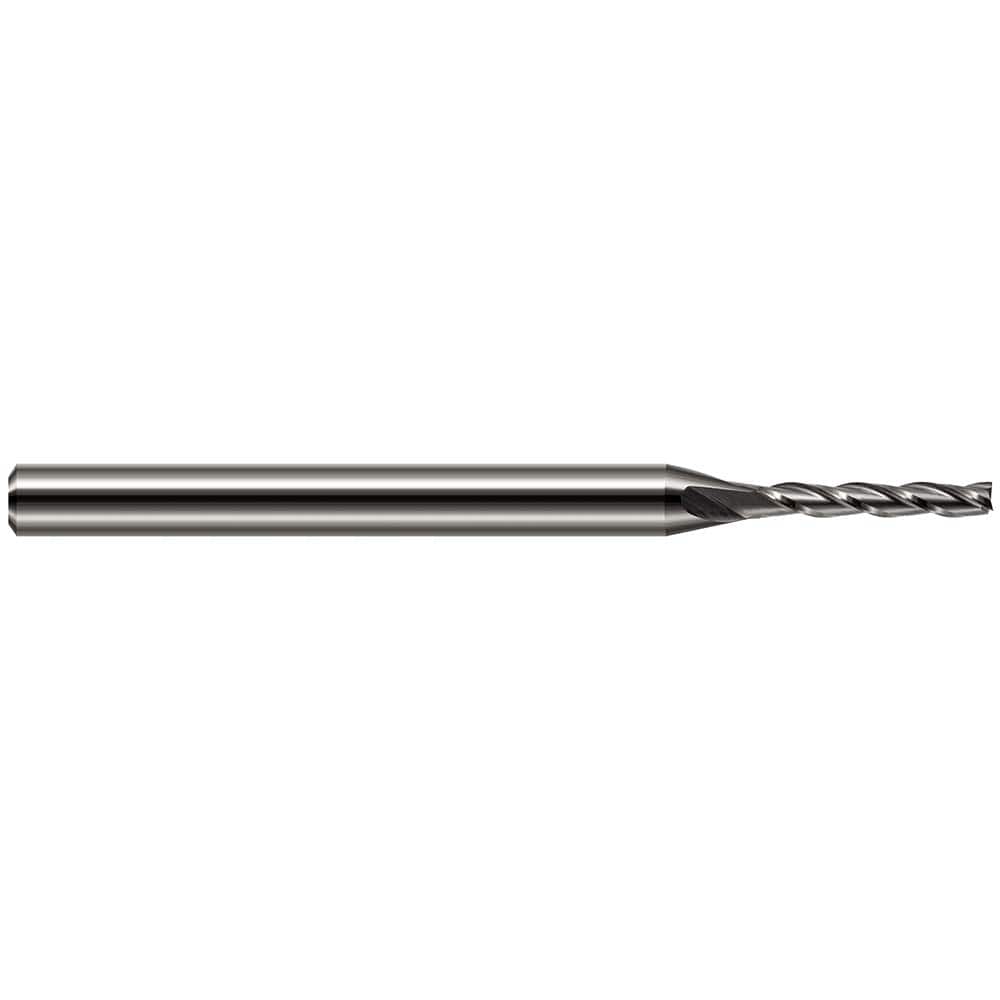 Square End Mill: 1/64'' Dia, 3/32'' LOC, 1/8'' Shank Dia, 2-1/2'' OAL, 3 Flutes, Solid Carbide Single End, Uncoated, 30 ° Helix, Centercutting, RH Cut, RH Flute