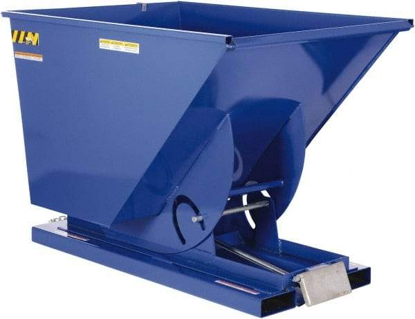 Vestil - 2,000 Lb Load Capacity, 1-1/2 Cu Yd, Steel Self-Dumping Hopper - 43-11/16" Wide x 68-5/16" Long x 51-13/16" High, Blue - USA Tool & Supply