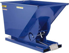 Vestil - 2,000 Lb Load Capacity, 1-1/2 Cu Yd, Steel Self-Dumping Hopper - 43-11/16" Wide x 68-5/16" Long x 51-13/16" High, Blue - USA Tool & Supply