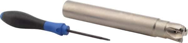 Seco - 1" Cut Diam, 0.27" Max Depth, 1" Shank Diam, Cylindrical Shank Indexable High-Feed End Mill - Screw Holding Method, R217.21 Toolholder, Through Coolant - USA Tool & Supply