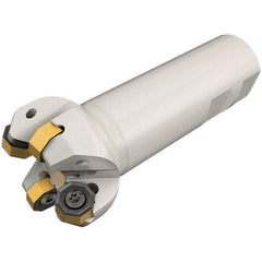 Iscar - 45° Lead Angle, 1.909" Max Cut Diam, 1-1/2" Min Cut Diam, 0.138" Max Depth of Cut, Indexable Chamfer and Angle End Mill - 4 Inserts, O/RXMT, ON.U, S845 SN.U Insert Style, 4-1/2" Overall Length, Through Coolant, Straight Shank - USA Tool & Supply
