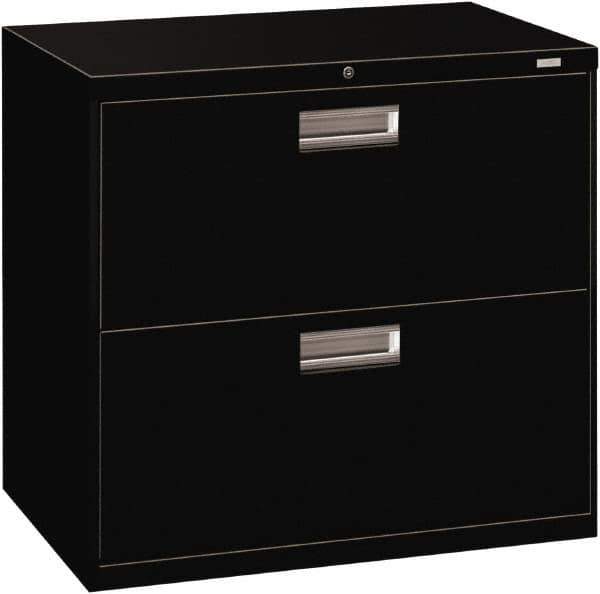 Hon - 30" Wide x 28-3/8" High x 19-1/4" Deep, 2 Drawer Roll-Out - Steel, Black - USA Tool & Supply
