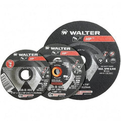 WALTER Surface Technologies - 24 Grit, 7" Wheel Diam, 1/4" Wheel Thickness, 7/8" Arbor Hole, Type 27 Depressed Center Wheel - Aluminum Oxide, Resinoid Bond, 8,600 Max RPM - USA Tool & Supply