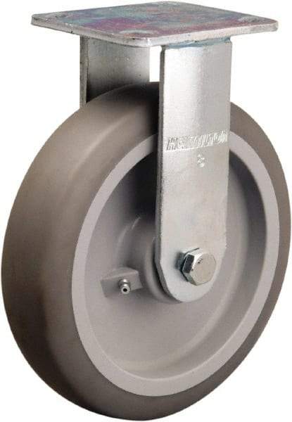 Hamilton - 8" Diam x 2" Wide x 9-1/2" OAH Top Plate Mount Rigid Caster - Rubber Mold on Polyolefin, 500 Lb Capacity, Straight Roller Bearing, 4 x 4-1/2" Plate - USA Tool & Supply