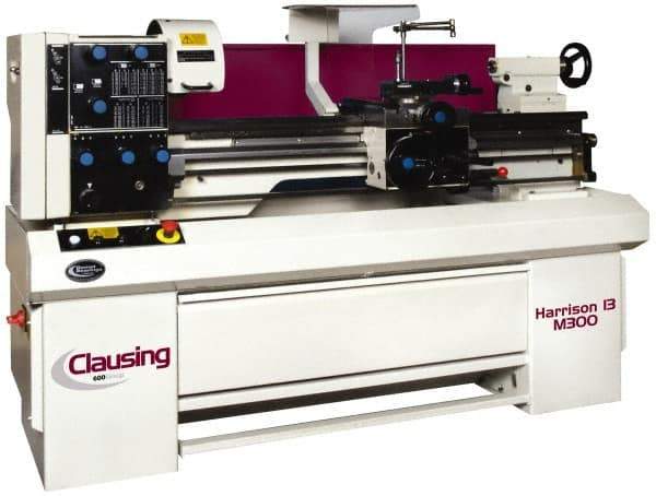 Clausing - 13" Swing, 40" Between Centers, 230/460 Volt, Triple Phase Engine Lathe - 3MT Taper, 3 hp, 40 to 2,500 RPM, 1-9/16" Bore Diam, 40" Deep x 57" High x 84" Long - USA Tool & Supply