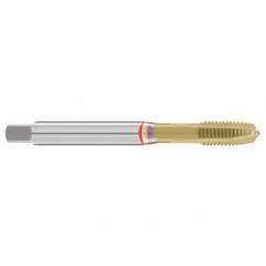 M10x1.0 6H 3-Flute Cobalt Red Ring Spiral Point Plug Tap-TiN - USA Tool & Supply