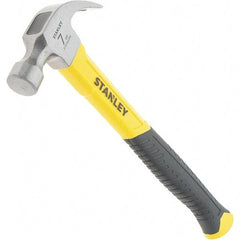 Stanley - 7 oz Head, Straight Rip Claw Hammer - 11.81" OAL, Steel Head, 0.91" Face Diam, Smooth Face, Fiberglass Handle with Rubber Grip - USA Tool & Supply