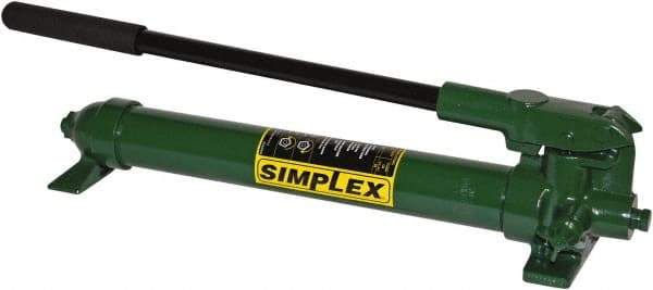 TK Simplex - 1 Stage, 3/8 NPTF, 0.16 Cu In Per Stroke, Manual Hydraulic Pump - 40 Cu In Reservoir, 10,000 psi Second Stage - USA Tool & Supply
