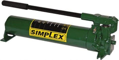 TK Simplex - 2 Stage, 5" Piston Diam, 3/8 NPTF, 0.99 & 0.15 Cu In Per Stroke, Manual Hydraulic Pump - 134 Cu In Reservoir, 350 psi First Stage, 10,000 psi Second Stage - USA Tool & Supply