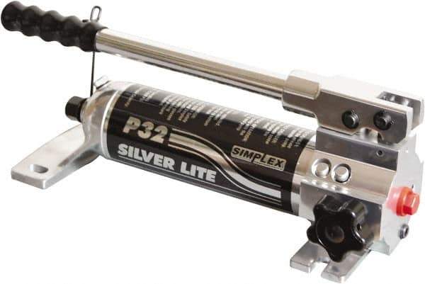 TK Simplex - 2 Stage, 3.19" Piston Diam, 3/8 NPTF, 0.43 & 0.06 Cu In Per Stroke, Manual Hydraulic Pump - 30 Cu In Reservoir, 200 psi First Stage, 10,000 psi Second Stage - USA Tool & Supply