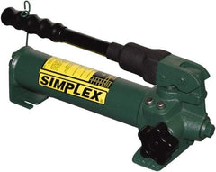 TK Simplex - 2 Stage, 1-1/2" Piston Diam, 3/8 NPTF, 0.23 & 0.06 Cu In Per Stroke, Manual Hydraulic Pump - 20 Cu In Reservoir, 200 psi First Stage, 2,850 psi Second Stage - USA Tool & Supply